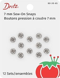 Dritz 80-30-65 Sew-On Snaps, Nickel-Plated Brass, Size 3/0 12-Count