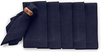 Solino Home Navy Linen Napkins – 20 x 20 Inch Cloth Dinner, Set of 6 Medium Weight Hemstitch 100% Pure Linen Napkins – Washable Fabric Napkins for Spring, Easter