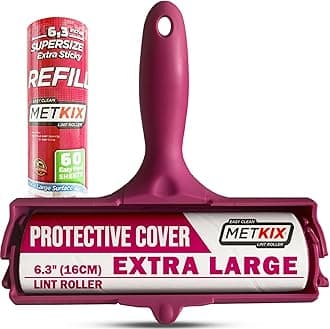 Large Lint Roller 6.3" with Extra Refill -120 Sticky Sheets, Protective Cover Design, Big Lint Roller for Pet Hair, Furniture, Bed, Couch, Floor & More