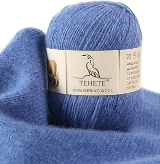 TEHETE100% Merino Wool Yarn for Knitting and Crochet 3ply 50g 250m Soft and Luxurious -Bluish Violet