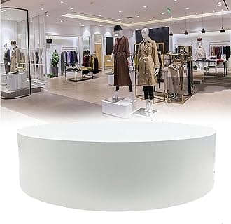 Round Display Pedestal Stand, Bridal Shop Platform Base, for Mannequin/Shoe/Bags/Network Personnel Live Show,White,60x20cm/23.6 * 7.8IN