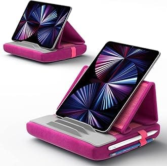 JSAUX Tablet Pillow Stand, Tablet Stand Holder Dock for Lap, Bed and Desk Compatible with iPad Pro 11 10.5 9.7 10.2 Air Mini, Kindle, Tablets, Phones, E-Reader and More 4-11'' Devices Purplish Red