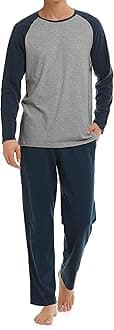 Men's Combed Cotton Soft Sleepwear Long Sleeve Top and Bottom Pajama Set Short Sleeve Set