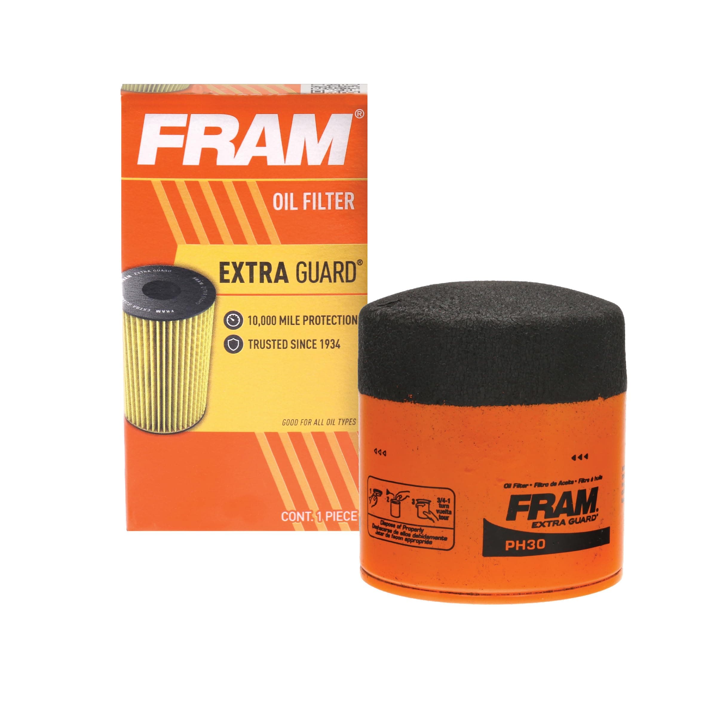 Extra Guard PH30 10K Mile Change Automotive Replacement Interval Spin-On Engine Oil Filter for Select Vehicle Model Years, Vehicle Engine Protection Oil Filter for Everyday Drivers