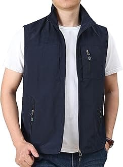 Hixiaohe Mens Lightweight Vest Summer Casual Outdoor Vest Utility Travel Golf Work Zip Sleeveless Jacket with Pockets