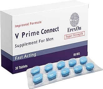 V Prime Connect 30 Blue Pills for Men - 50MG Powerful and Fast Acting Tablets - Naturally Extracted Blue Pill Supplement for Energy and Stamina Support - Male Performance & Enhancement