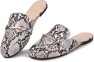 MUSSHOEMules for Woman Buckle Flats Comfortable Slip on Women Mules Flats Shoes Backless Loafers