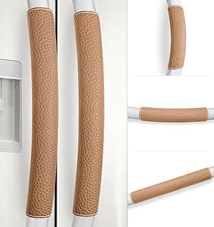 Refrigerator Door Handle Covers, Set of 5, Adjustable Appliance Handle Covers, Keep Your Kitchen Clean, Microwave Oven Stove Dishwasher Handle Protector, Non Slip Fridge Handle Cover (Coffee)