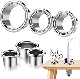 3 Pcs Hair Dryer Holder Insert Curling Iron Holder Stainless Steel Salon Station Holder Appliance Hair Styling Tool Tube Comb Organizer for Hairdresser Bathroom(Sliver,3"+2"+2")