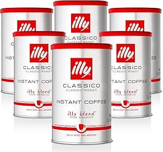 illy Classico Instant Coffee, Medium Roast, 100% Arabica, Smooth Taste, Ideal for Americano, 95g x 6