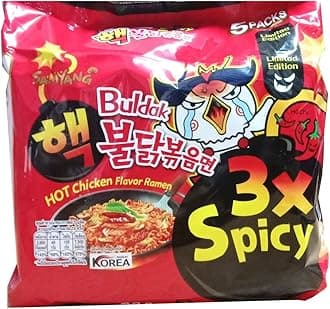 - Hot Chicken Flavor Ramen Buldak 3X Spicy Instant Noodles (140 gram, Pack of 1)