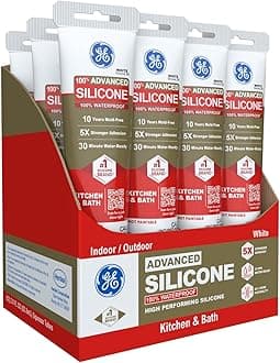 Advanced Silicone Kitchen & Bath Sealant White, 2.8 fl oz, Tube 12-Pack