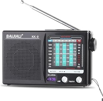 BAIJIALI AM FM Portable Radio with Headphone Jack - Battery Operated Transistor Radio for Seniors, Easy to Use Compact Design for Home, Outdoor & Emergency - Ideal Gift for Elderly (BLJ-KK9)