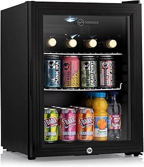 Subcold Super35 LED Mini Fridge | 35L Table-Top Beer, Wine & Drinks Fridge | Energy Efficient with Dual-Glazed Glass Door - Black