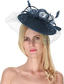 CapriliteSaucer Sinamay Headband Fascinator Wedding Ascot Hat Hatinator Birdcage Veil