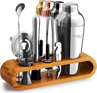 Mixology Bartender Kit: 10-Piece Bar Tool Set with Stylish Bamboo Stand - Perfect Home Bartending Kit and Cocktail Shaker Set For an Awesome Drink Mixing Experience - Exclusive Cocktail Recipes Bonus
