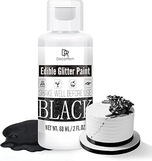 Edible Glitter Paint - 2 fl.oz Metallic Cake Decorating for Baking, Cupcakes, Candy - Food Grade Shimmer Art Liquid Luster Dust for DIY Cookie, Fondant (Black)