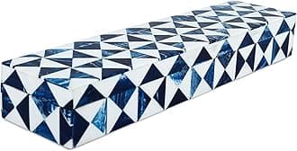 Handicrafts Home Handmade Marquet Indigo Decorative Jewelry Box Organizer – Keepsakes, Trinkets, and Home Decor – Antique Coffee Table Storage, Memory Box, Farmhouse Style Decor, 10x2.5x1.5