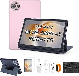 C idea 10.5" Tablet Android 14, 8GB RAM, 1TB Storage, WiFi, Bluetooth, GPS, Dual Camera, Long Lasting Battery Tablet, CM10500Plus (Pink)