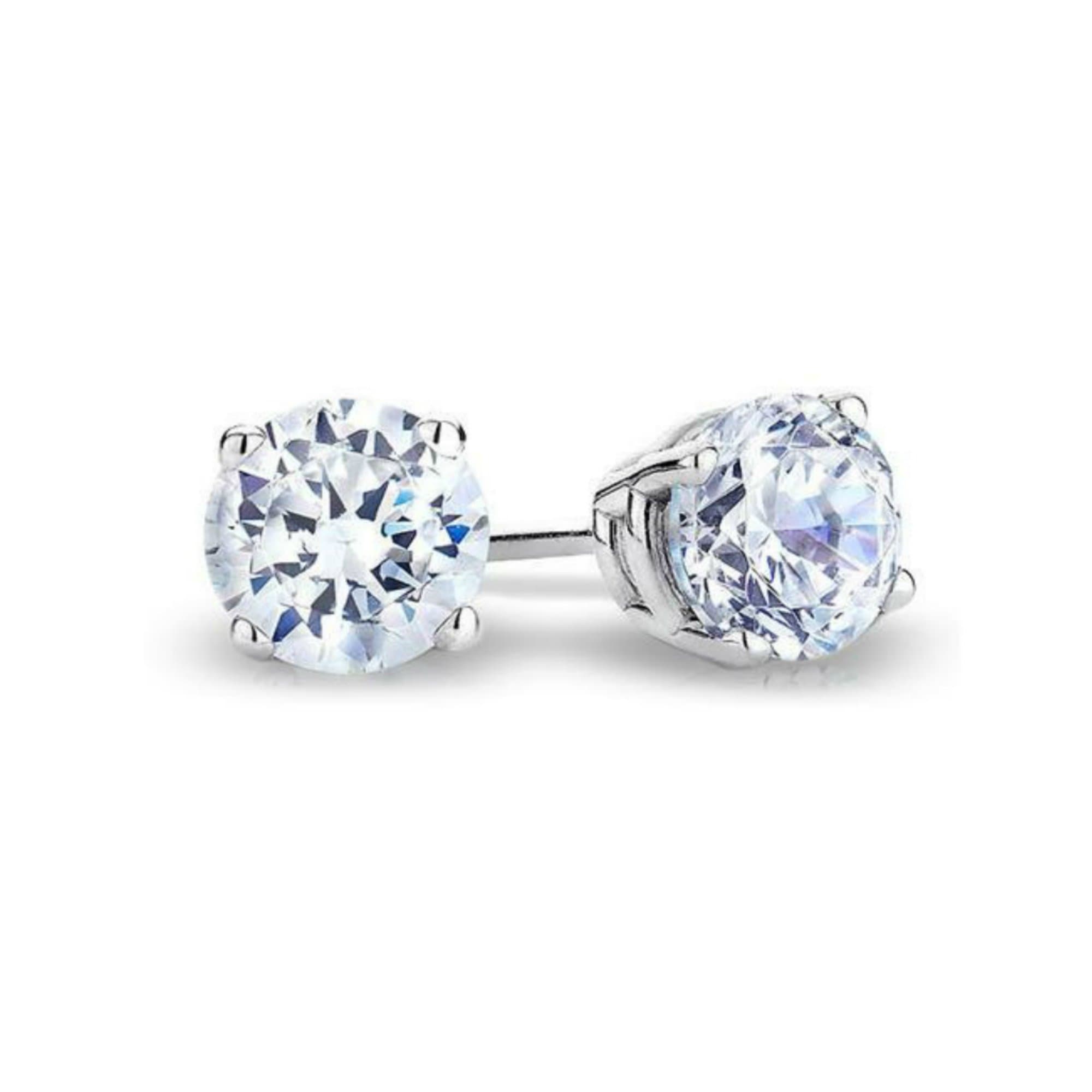 IGI Authenticity Certified Solitaire 14k White Gold Round Diamond Stud Earrings (Color- KLMN, Clarity I3/I4) (0.20 Carat)