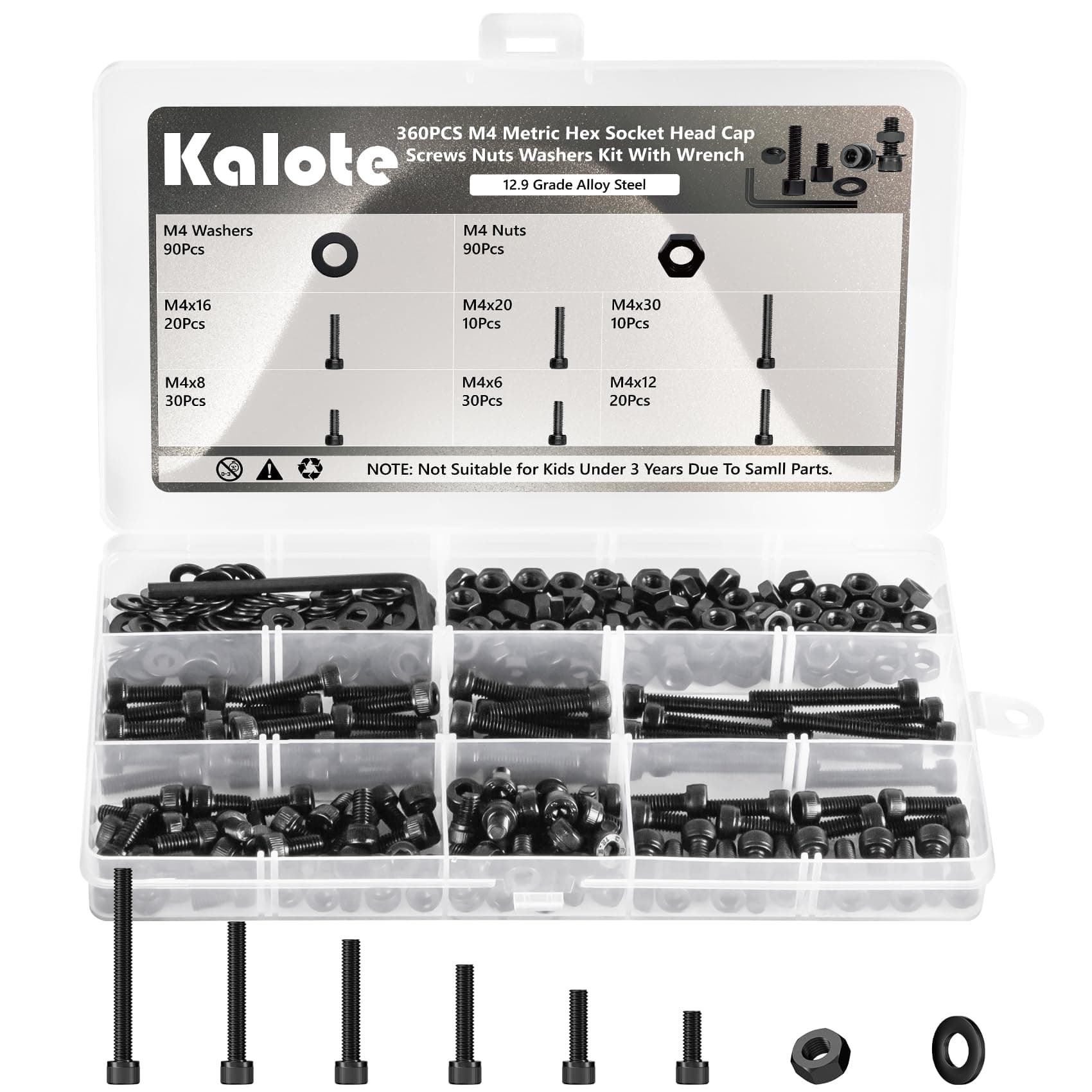 M2 Nuts and Bolts Set, 780 Pcs Hexagon Socket Head Cap, Hex Socket Cap Head Screws, Black Machine Screw Bolts and Nuts and Flat Washers Assortment Kit, for DIY Bicycle Motorcycle Repair