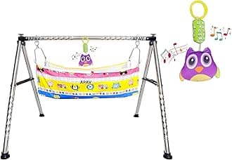 A to Z Hub Baby Cradle/ghodiyu/Swing/jhula/totitlu/uyalalu with Baby Hanging Sound Toy/Rattle Cute Toy and Cotton Cloth Hammock. (Style 2)