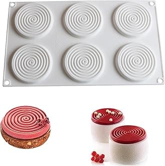 Spiral Silicone Molds for Baking Mousse Cake, 3D Tourbillon Silicone Baking Molds for French Dessert Pastry Chocolate Cupcake Ice Cream Cake Decoration Mold Spiral Shape (6-Cavity)