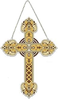 Artvibes Traditional Christian Holy Cross Designer Wooden Wall Hanging Decoration Items for Living Room | Spiritual Decor Items | Wall Poster | Modern Decor Items | Unique Gift (WH_5512N)