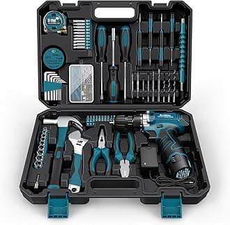 Tool Kit 206PCs with Drill - 12V Cordless Power Drill Combo Home Tool Set - Portable Basic General Household Toolbox for Men Women for Garden Office House Repair (Screwdriver Set & Pliers Set)