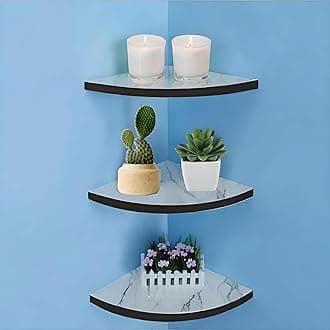 Dime Store Engineered Wood 3-Tier Floating Rack Shelf for Living Room Corner Shelf Decorative Rack Shelf Organizer | Storage Shelf for Living Room & Bedroom Display Rack for Storage (White)