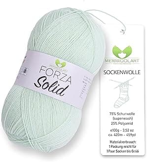 MeriWoolArt® Sock Wool 4-Ply - 100 g Merino Wool Yarn for Knitting & Crocheting, 75% Virgin Wool (Superwash), 25% Polyamide, 420 m - Ideal for Socks for Men and Women, Sweaters & Cardigans 4631