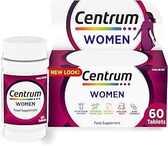 Centrum Women Tablets Multivitamin & Mineral Supplements, with 23 essential nutrients including vitamin D, C, and Iron, 60 ct