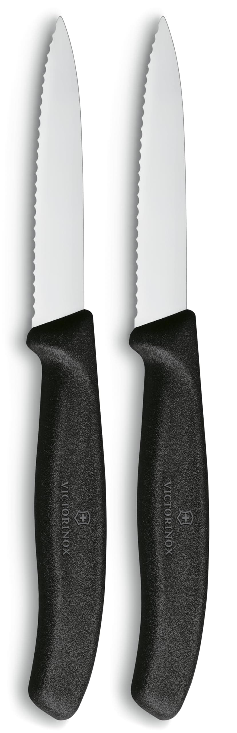 Swiss Classic, Paring Knife, Extra Sharp Blade, Wavy Edge, 8 cm, Robust Plastic Handle, Stainless Steel, Black