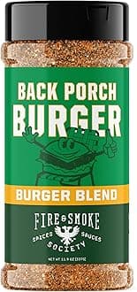Fire & Smoke Back Porch Burger Seasoning | BBQ Rub for Smoking and Grilling Meat | Beef, Pork, Chicken, Turkey, Veggie | BBQ Rubs and Spices | XL 11.9 oz