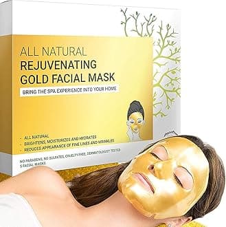 Doppeltree Gold Facial Mask - Premium Hydrogel Sheet Face Masks for Skin Care & Beauty, Hydrating & Anti Aging - Facemask with Collagen, Hyaluronic Acid & 24k Nano Gold