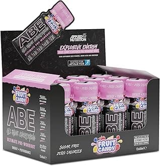 Applied Nutrition ABE Pre Workout Shot - All Black Everything Pre Workout Energy Shots, Physical Performance with Citrulline, Beta Alanine, Caffeine (Box 12 Units x 60ml) (Fruit Candy)
