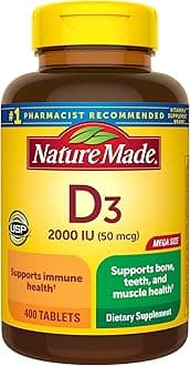 Vitamin D3 2000 IU (50 mcg), Vitamin D Supplement for Bone, Teeth, Muscle and Immune Health Support, 400 Tablets, 400 Day Supply