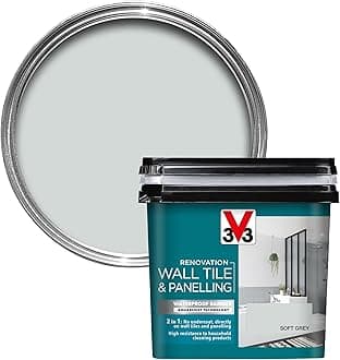 V33 Renovation Wall Tile & Panelling Paint Soft Grey 750ml | For High Moisture Surfaces | Resistance To Temperature Variations | Washable | Easy Maintenance | Resistant to Cleaning Products
