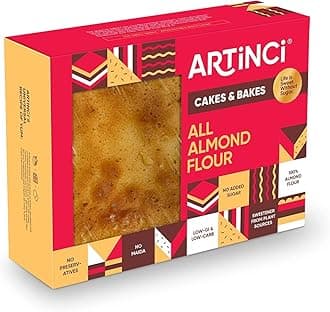 Artinci Sugar Free Almond Flour Cake (Pack of 1, 3 Servings) 150gm | Gluten Free, Low Carb, Keto & High Protein Snack | No Maida, Low GI | 5.8 g Protein per Serving |