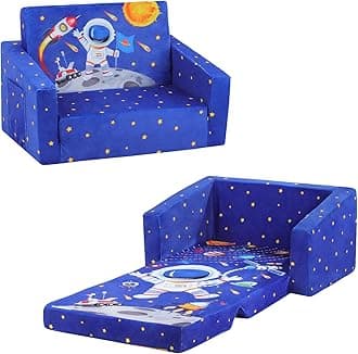 Foldable Kids Sofas Couch 2 in 1 Children Convertible Sofa to Lounger Flip Open Toddlers Sofa Bed
