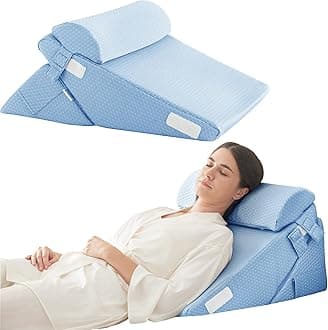 Bedluxe 3 Pack Orthopaedic Foam Post-Surgery Pillows for Back, Leg and Knee Support, Foldable Triangle Pillow Adjustable 9-12cm