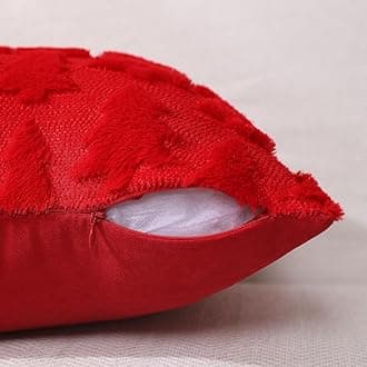DFXSZ Christmas Tree Pillow Covers 12x20 inch Set of 2 Christmas Decoration Red Soft Plush Faux Fur Jacquard Throw Pillows for Bedroom Sofa Holiday Festivals Winter Home Decor PTK006B12