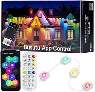 busutu Permanent Outdoor Lights, APP- Contorlled 50ft RGB 30 LED Lamps, IP67 Waterproof, 100 Scene Modes for Christmas Decor, Compatible with Alexa Google Assistant