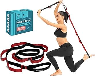 Artan BalanceStretching Strap with 8 Loops - Non-Elastic 180cm Leg Stretching Strap- Flexibility Strap with Padded Handles - Ideal for Gymnastics, Yoga, Stretching and Physical Therapy
