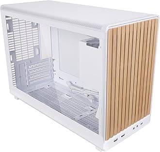 A3-mATX PC Case - Glass Edition - Micro ATX Case - Supports 360mm AIO Cooler & 415mm GPU - Wood Front Panel & Side Tempered Glass Panel - No Fans Included - White (A3W-WDG)
