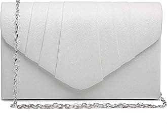 Dasein Womens Evening Bag Pleated Envelope Clutch Handbag Wedding Party Bridal Purse (2-Glitter White)
