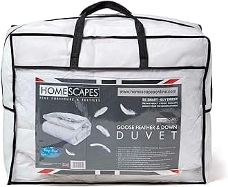 Homescapes Lightweight Duvet 260 x 220 cm, Summer Duvet Heat Class 2, Goose Feather & Down Duvet, Summer Quilt with 210 GSM Filling