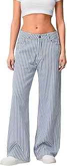 Mxiqqpltky Y2k Striped Bell Bottom Jeans Women High Waisted Boyfriend Denim Pants Baggy Wide Leg Stretchy Bootcut Flare Jeans