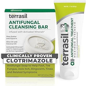 Terrasil Antifungal Cream + Antifungal Soap 2-Product Kit Clinically-Proven Clotrimazole Effective Treatment & Relief: Jock Itch Athletes Foot Fungal Yeast Infection Ringworm (50g tube & 75g bar)