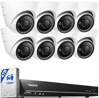 - REOLINK 12MP PoE Security Camera System, 8pcs H.265 12MP Security Cameras, Person Vehicle Pet Detection, Two-Way Talk, Spotlights Color Night Vision, 16CH NVR with 4TB HDD, RLK16-1200D8-A